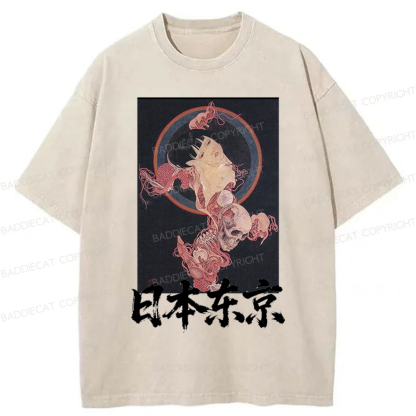 Baddiecat Japanese-style Tokyo Washed T-shirt
