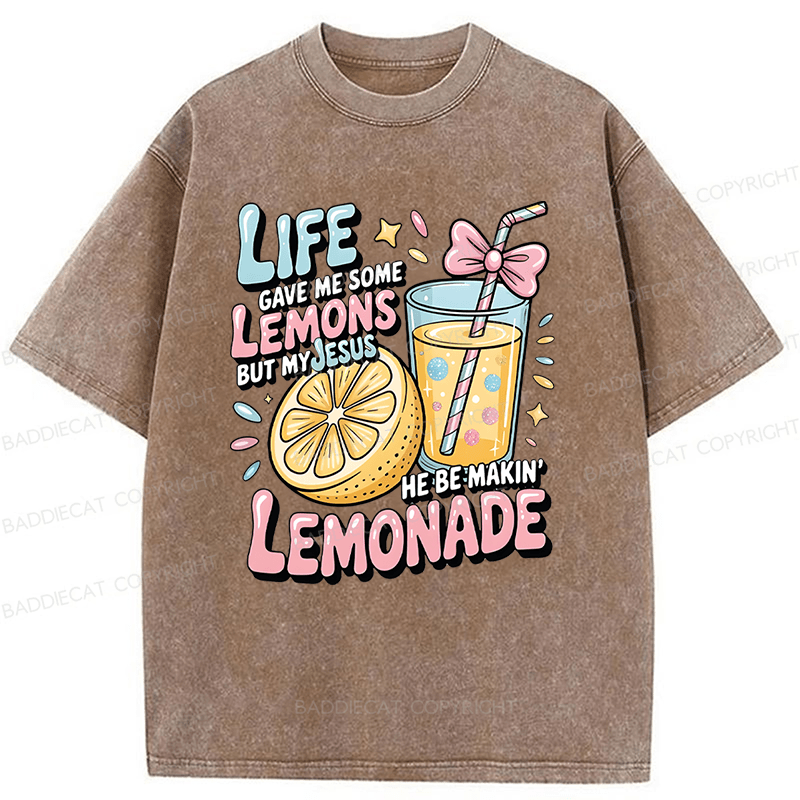 Baddiecat Jesus Lemonade Washed T-shirt