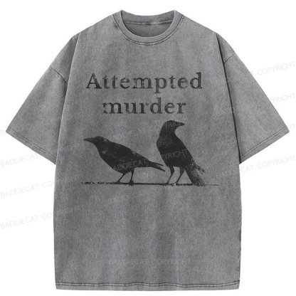Baddiecat Crow Raven Attempted Murder Washed T-shirt