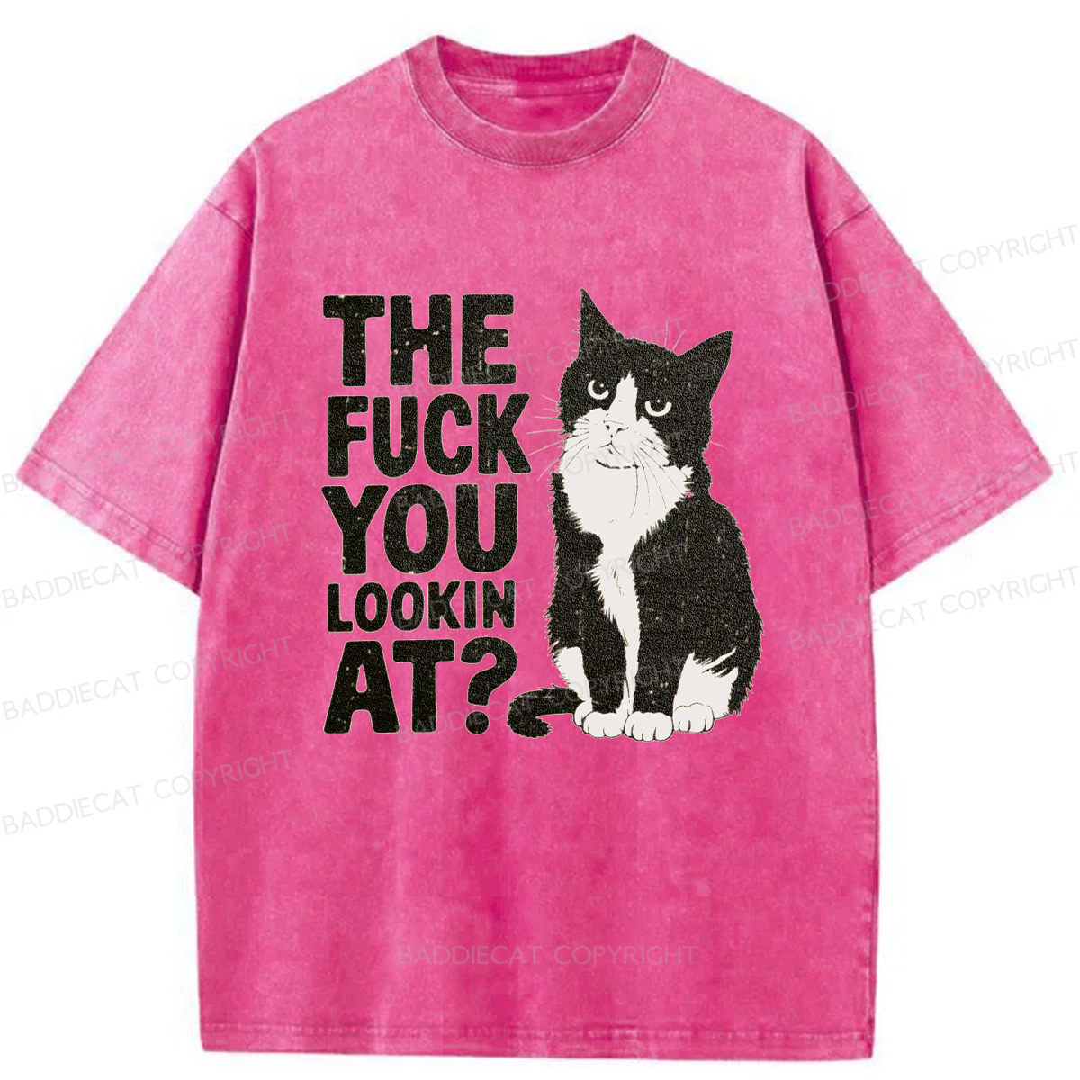 Baddiecat The Fuck You Lookin At Washed T-shirt