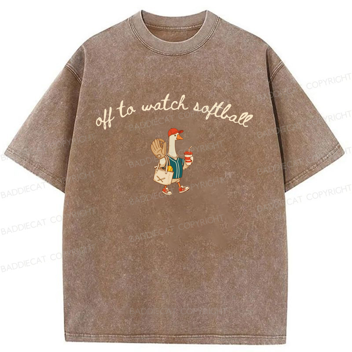 Baddiecat Off To Watch Softball Washed T-shirt