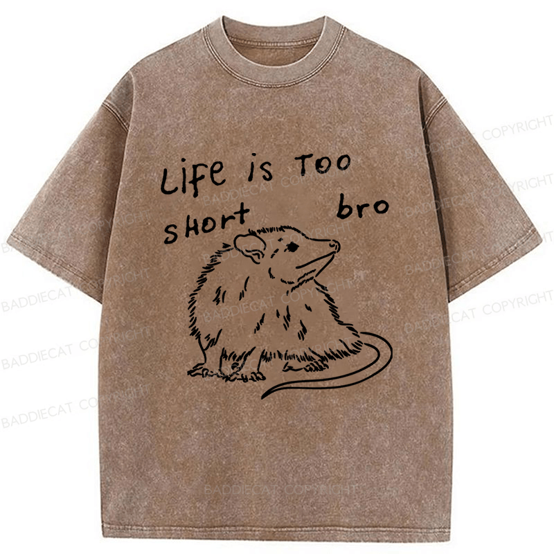 Baddiecat Mouse Life Is Too Short Bro Washed T-shirt