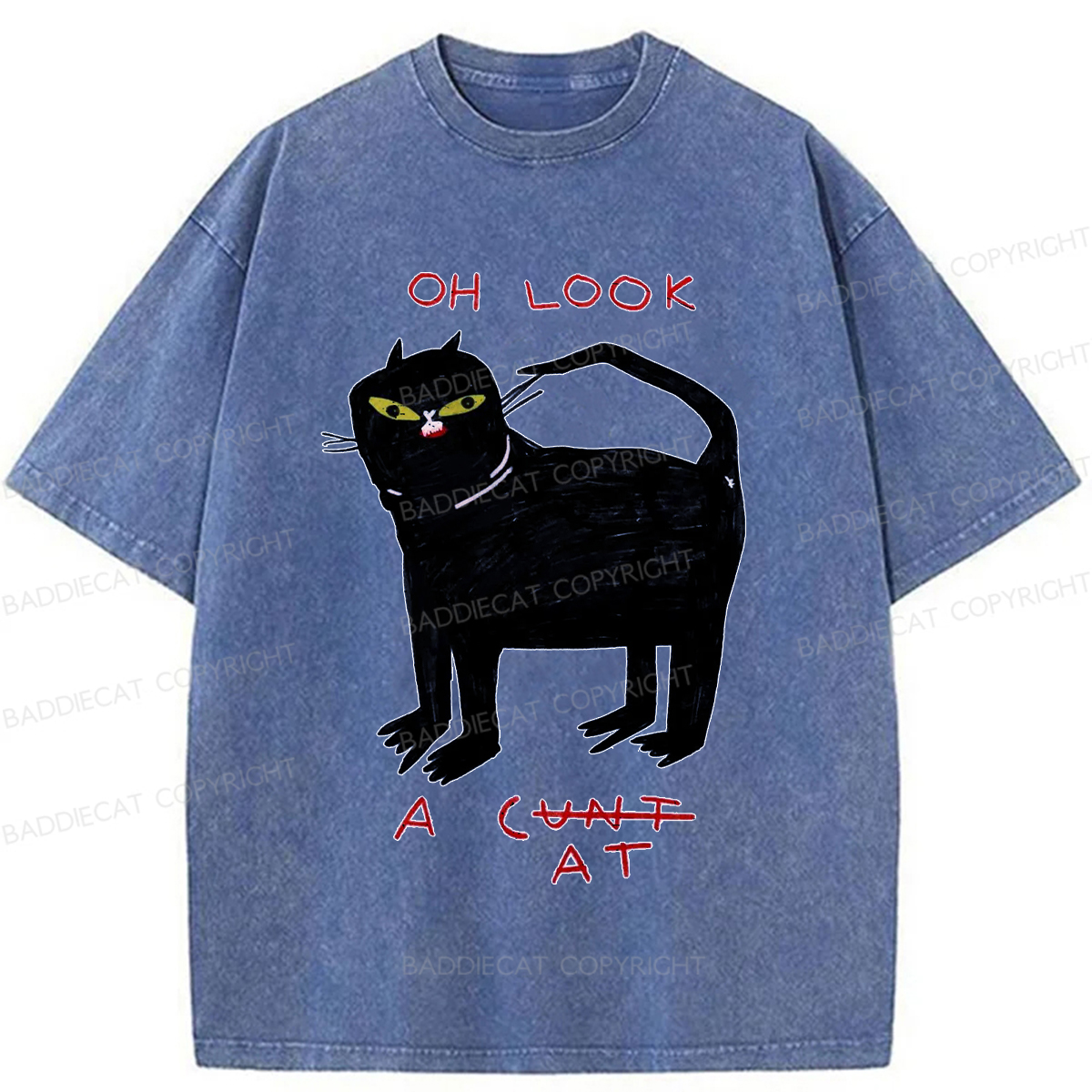 Baddiecat Funny Cat Washed T-shirt
