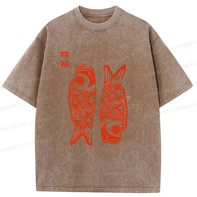 Baddiecat Japanese Carp Washed T-shirt