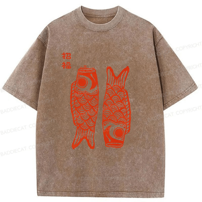 Baddiecat Japanese Carp Washed T-shirt