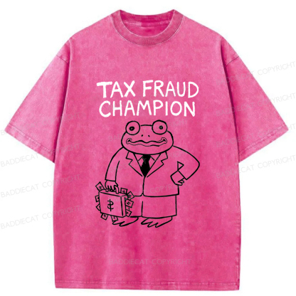 Baddiecat Tax Fraud Frog Washed T-shirt