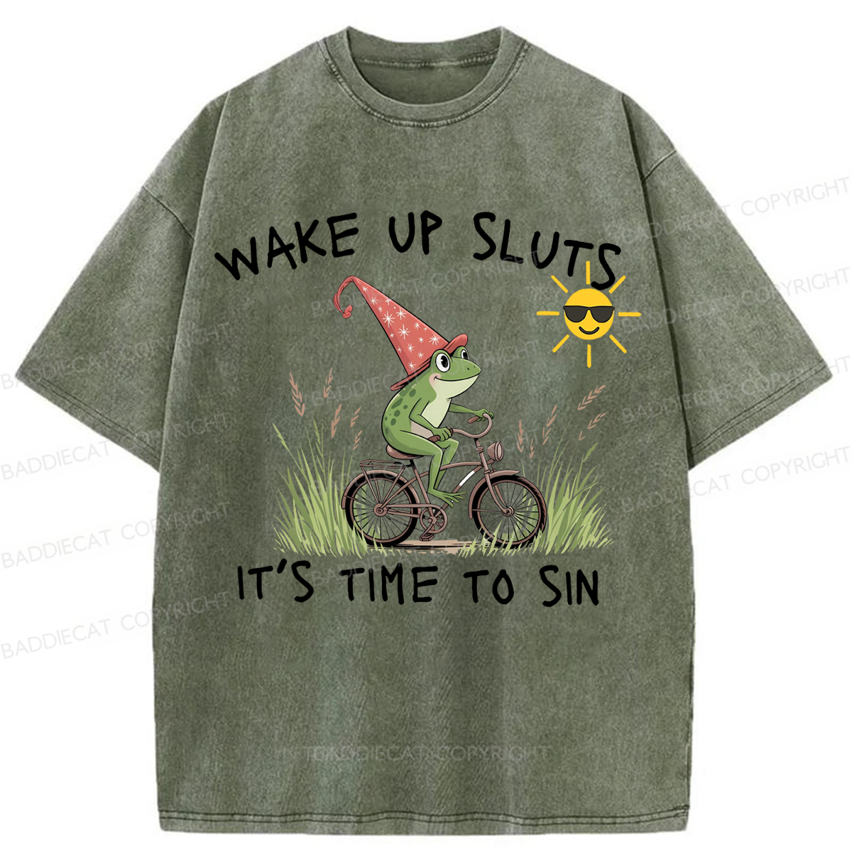 Baddiecat Wake Up Sluts It's Time To Sin Washed T-shirt