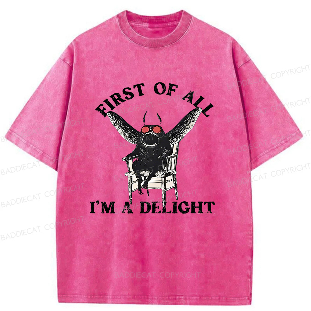 Baddiecat Pleasing Mothman Washed T-shirt