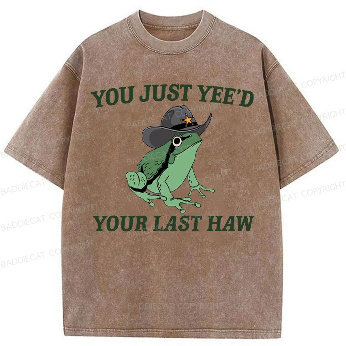 Baddiecat Cowboy Frog Washed T-shirt