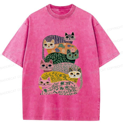 Baddiecat Patterned Cat Washed T-shirt