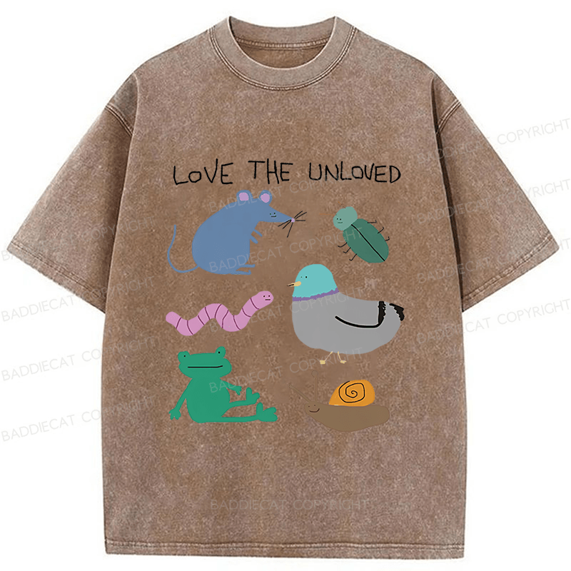 Baddiecat Love The Unloved Funny Animal Washed T-shirt