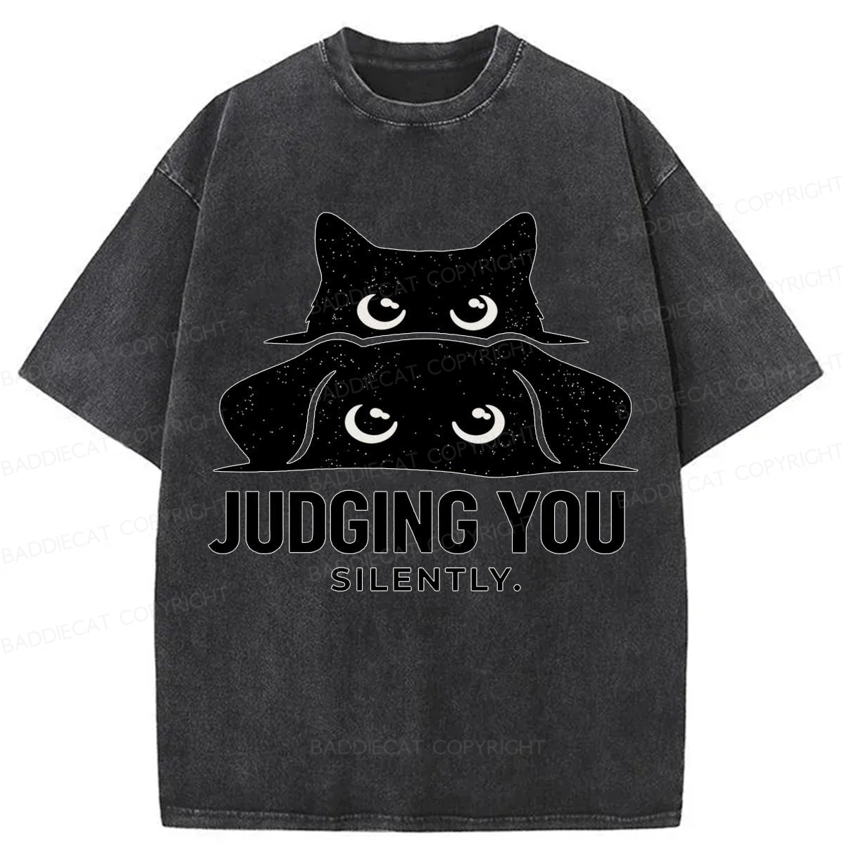 Baddiecat Judging You Silently Washed T-shirt