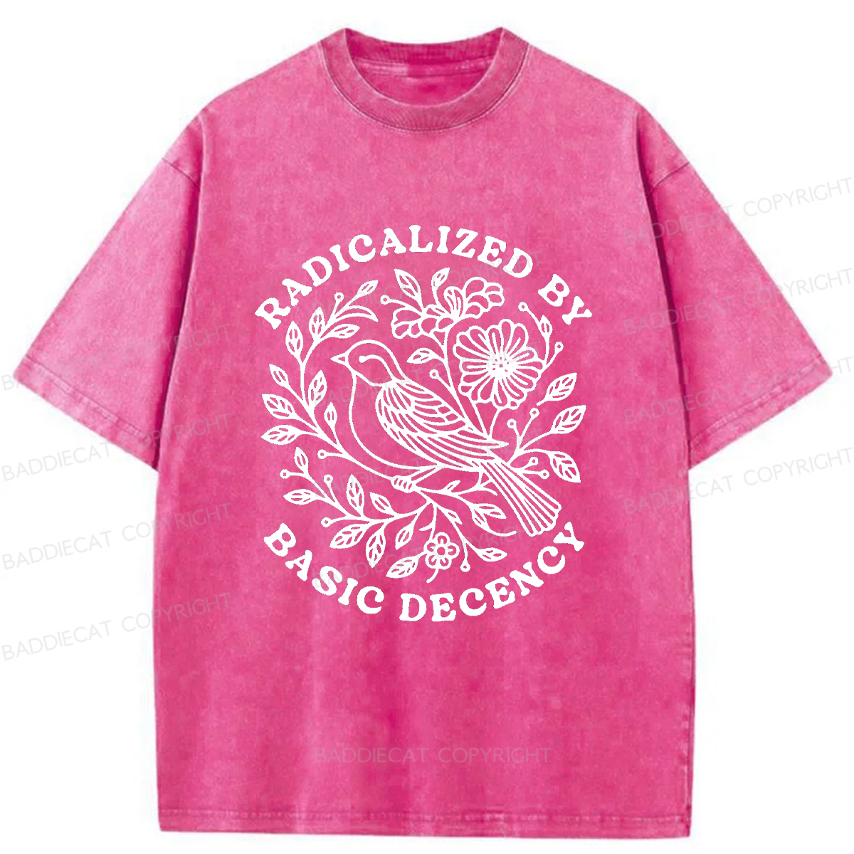 Baddiecat Radicalized By Basic Decency Washed T-shirt