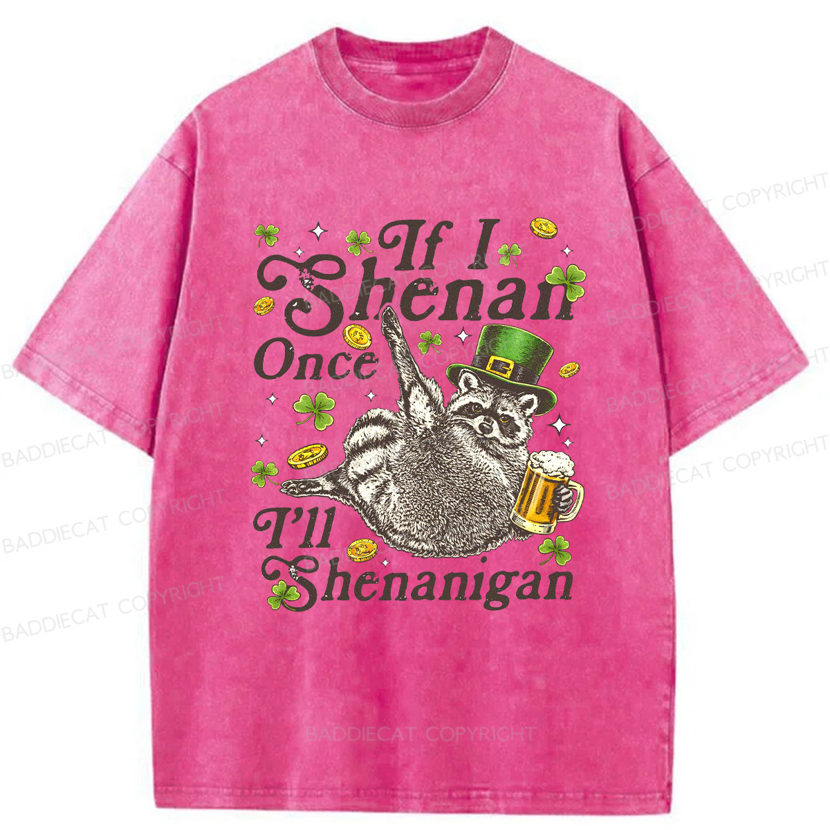Baddiecat If I Shenan Once I'll Shenanigan Washed T-shirt