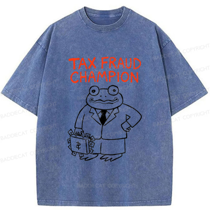 Baddiecat Tax Fraud Frog Washed T-shirt