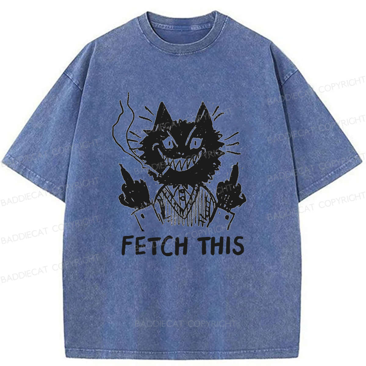 Baddiecat Fetch This Cat Washed T-Shirt