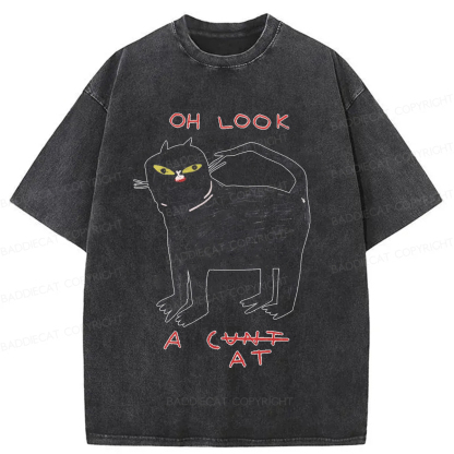 Baddiecat Funny Cat Washed T-shirt