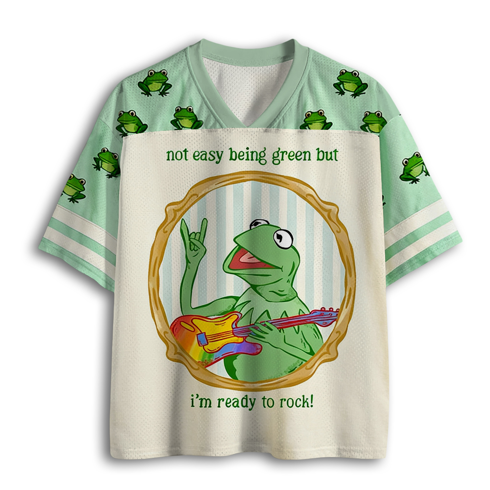 Baddiecat Funny Frog I'm Ready To Rock Mesh Jersey