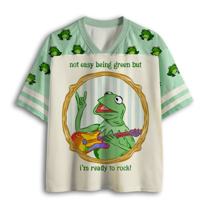 Baddiecat Funny Frog I'm Ready To Rock Mesh Jersey