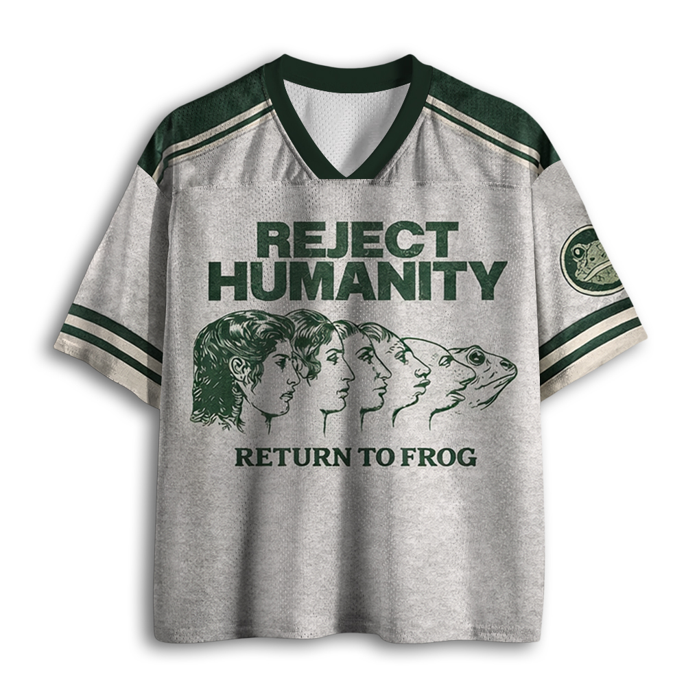 Baddiecat Reject Humanity Funny Frog Mesh Jersey