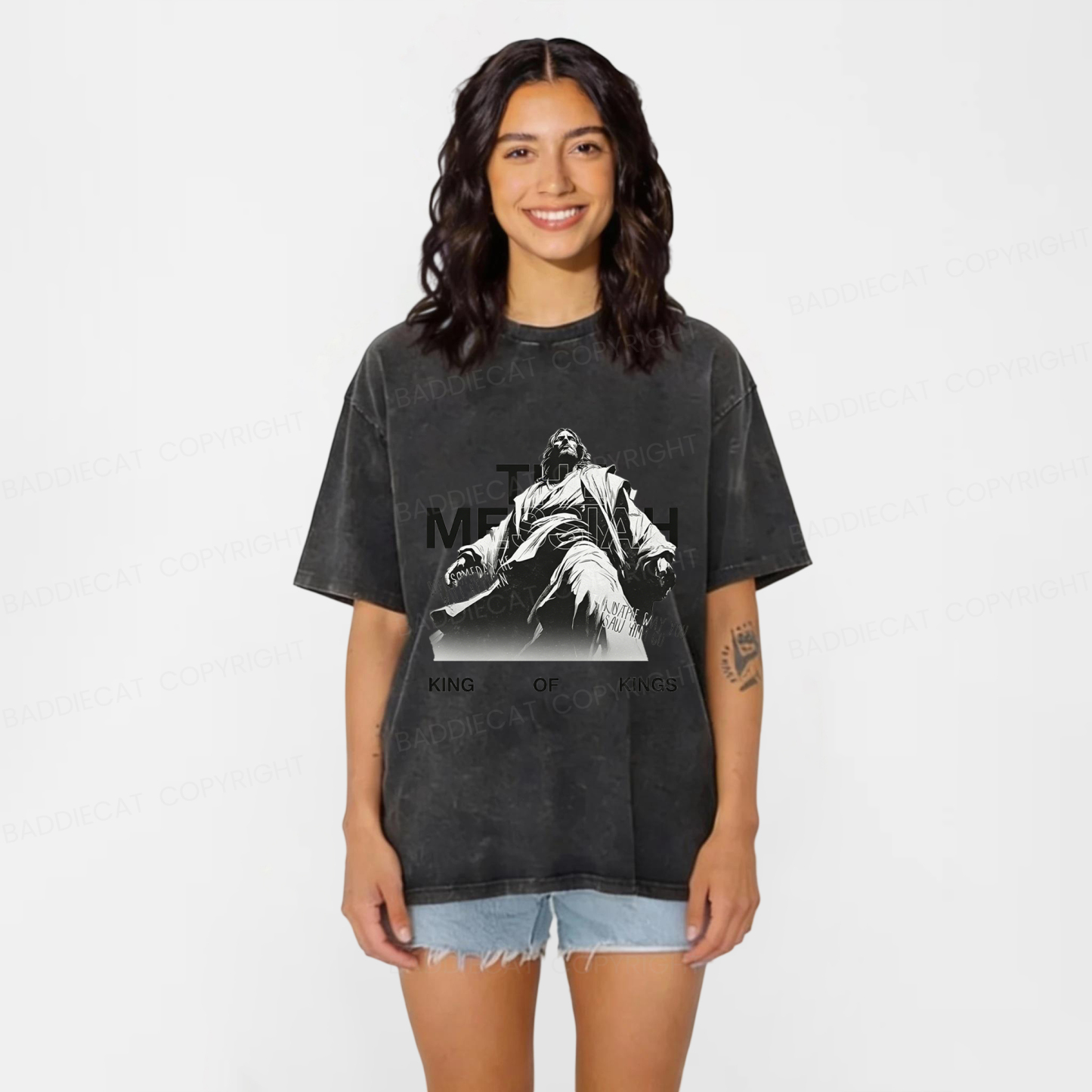 Baddiecat King Of Kings The Messiah Washed T-shirt