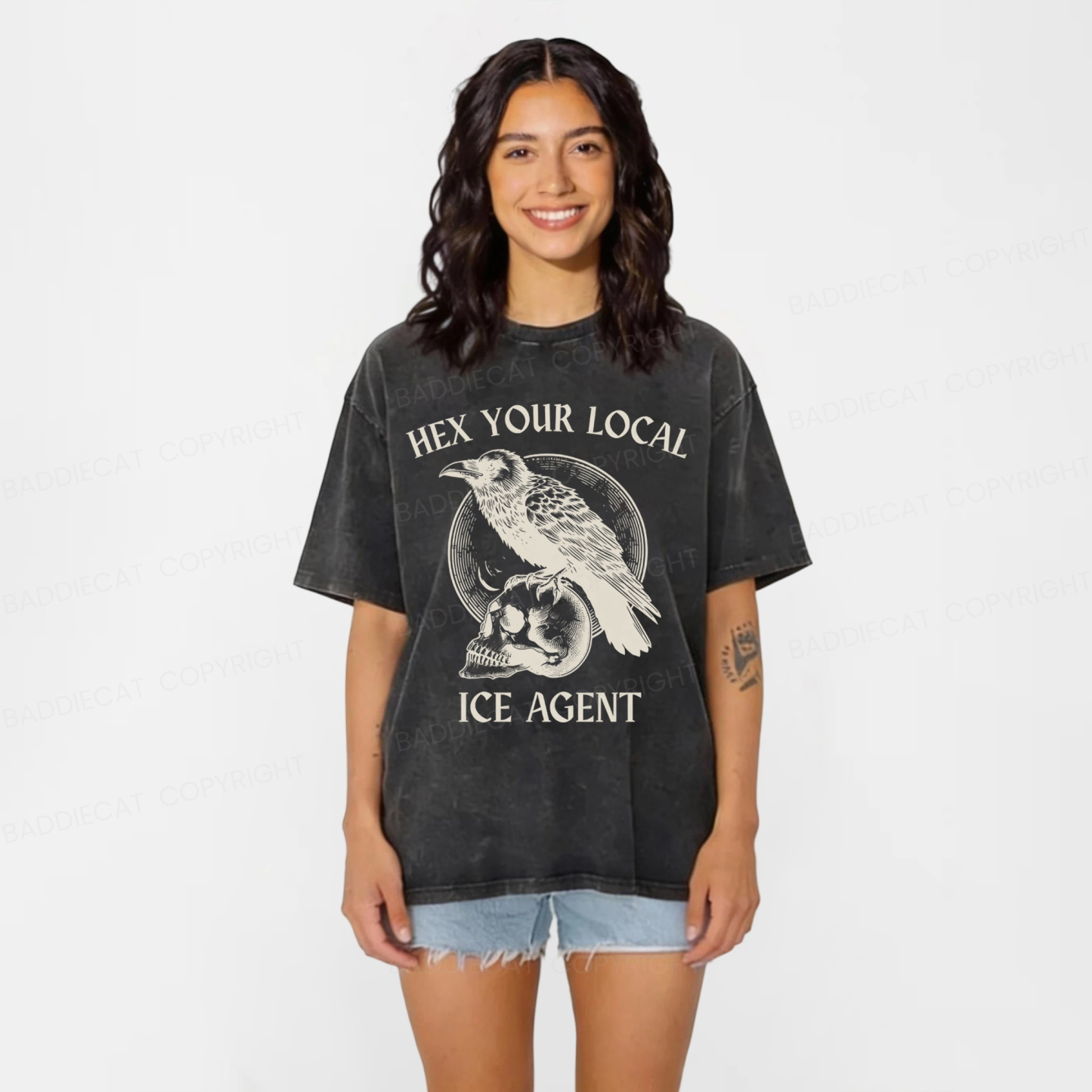 Baddiecat Hex Your Local ICE Agent Washed T-shirt