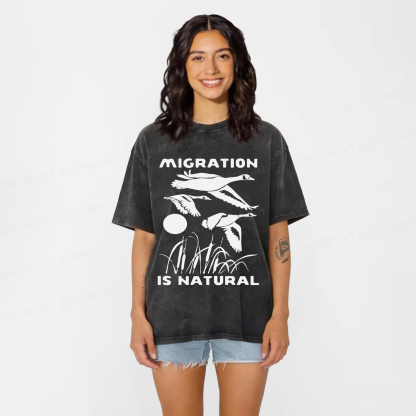 Baddiecat Migration Is Natural Washed T-shirt