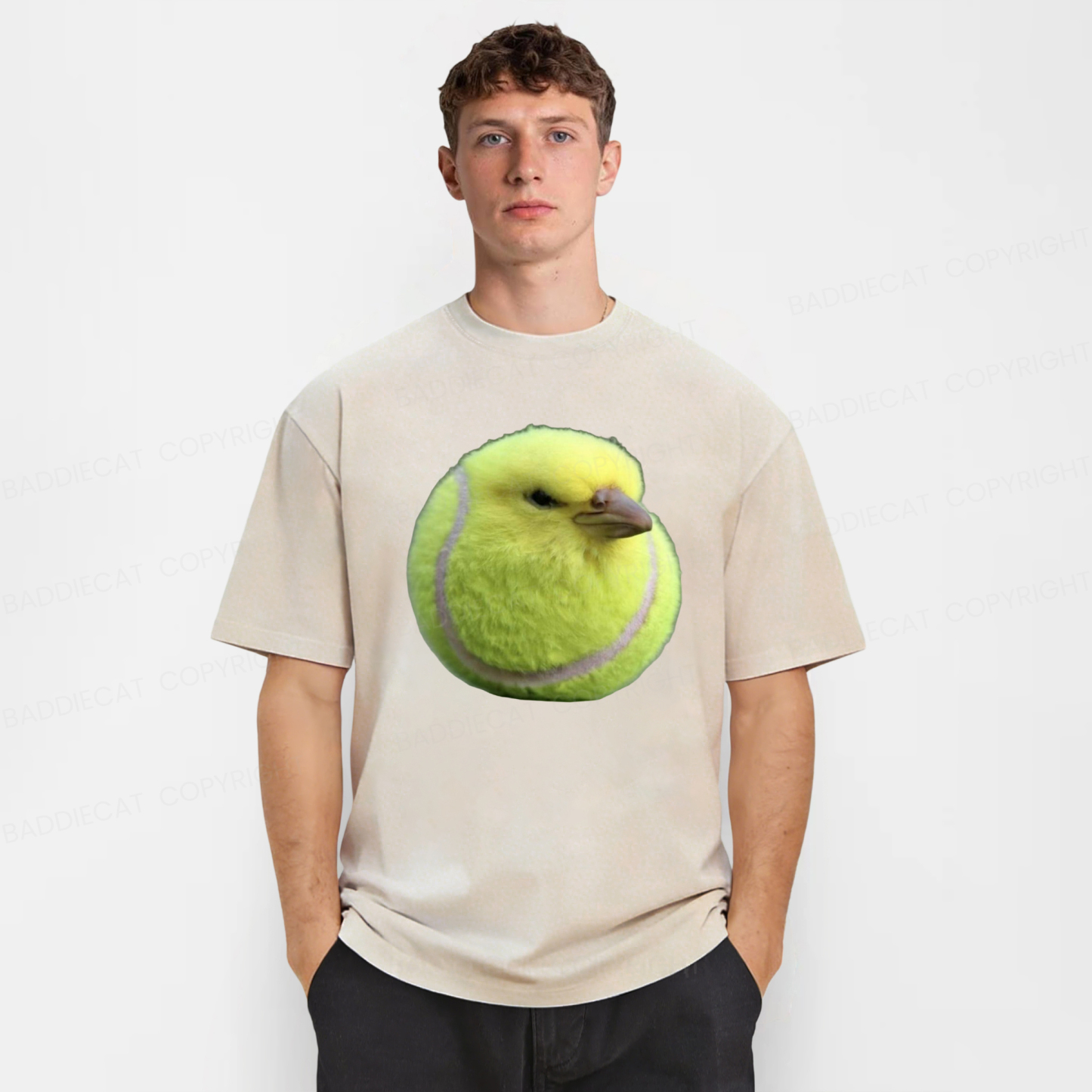 Baddiecat Silly Bird Meme Washed T-shirt