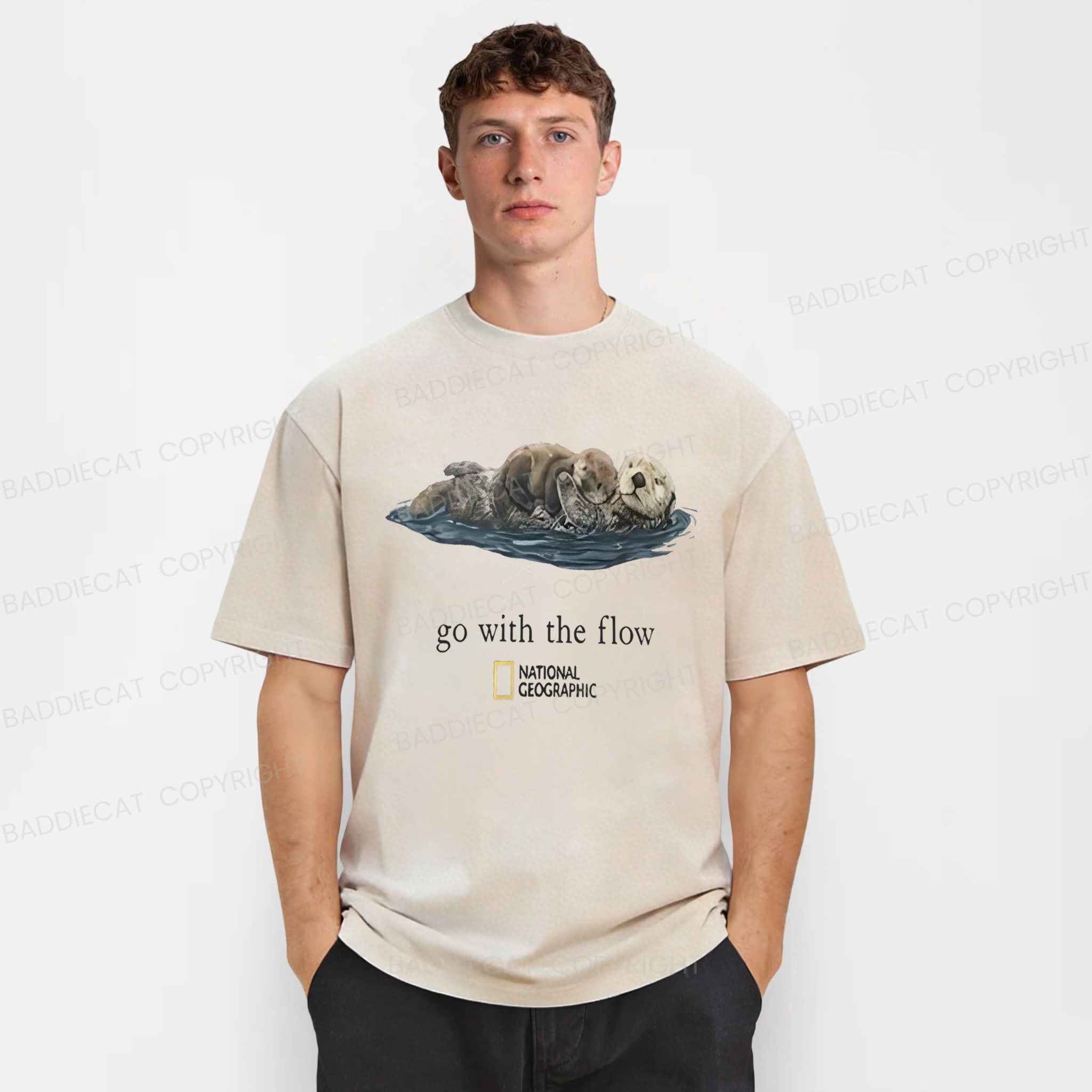 Baddiecat Funny Go With The Flow Washed T-shirt