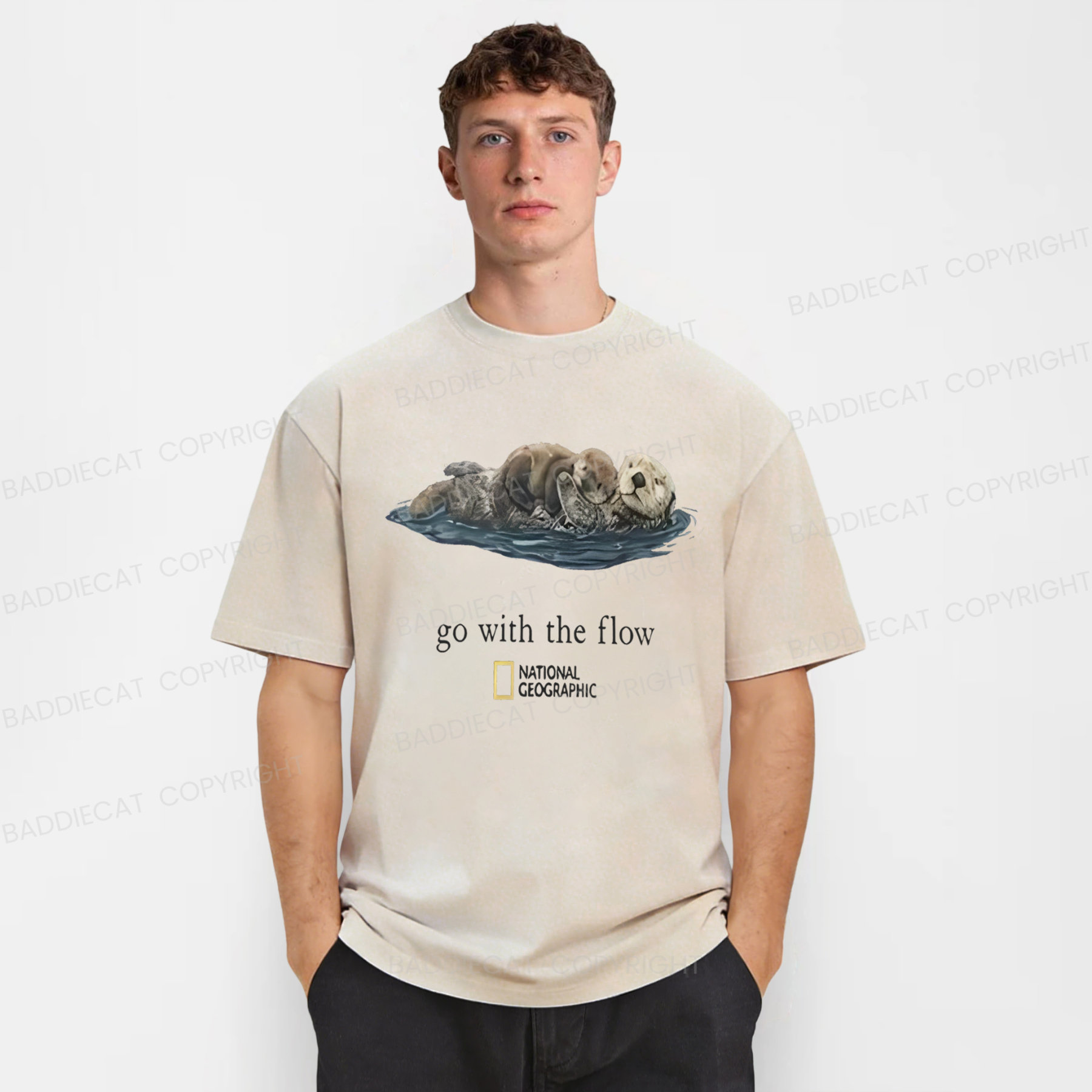 Baddiecat Funny Go With The Flow Washed T-shirt