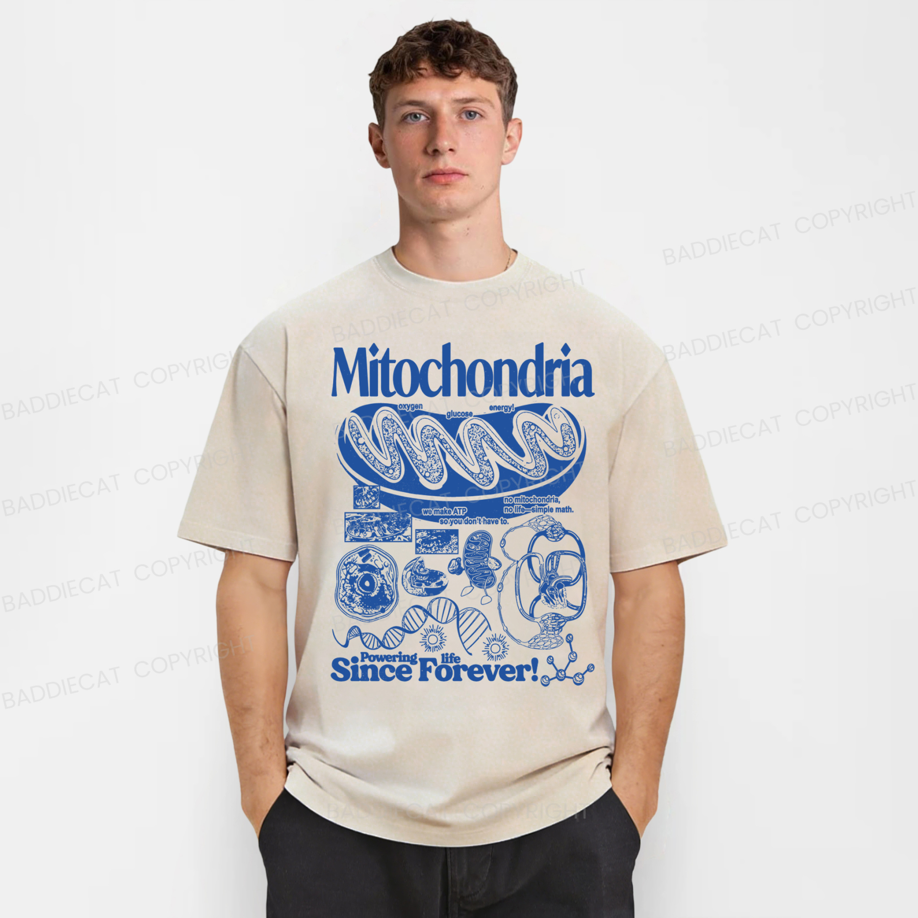 Baddiecat Mitochondria Vintage Science Washed T-shirt