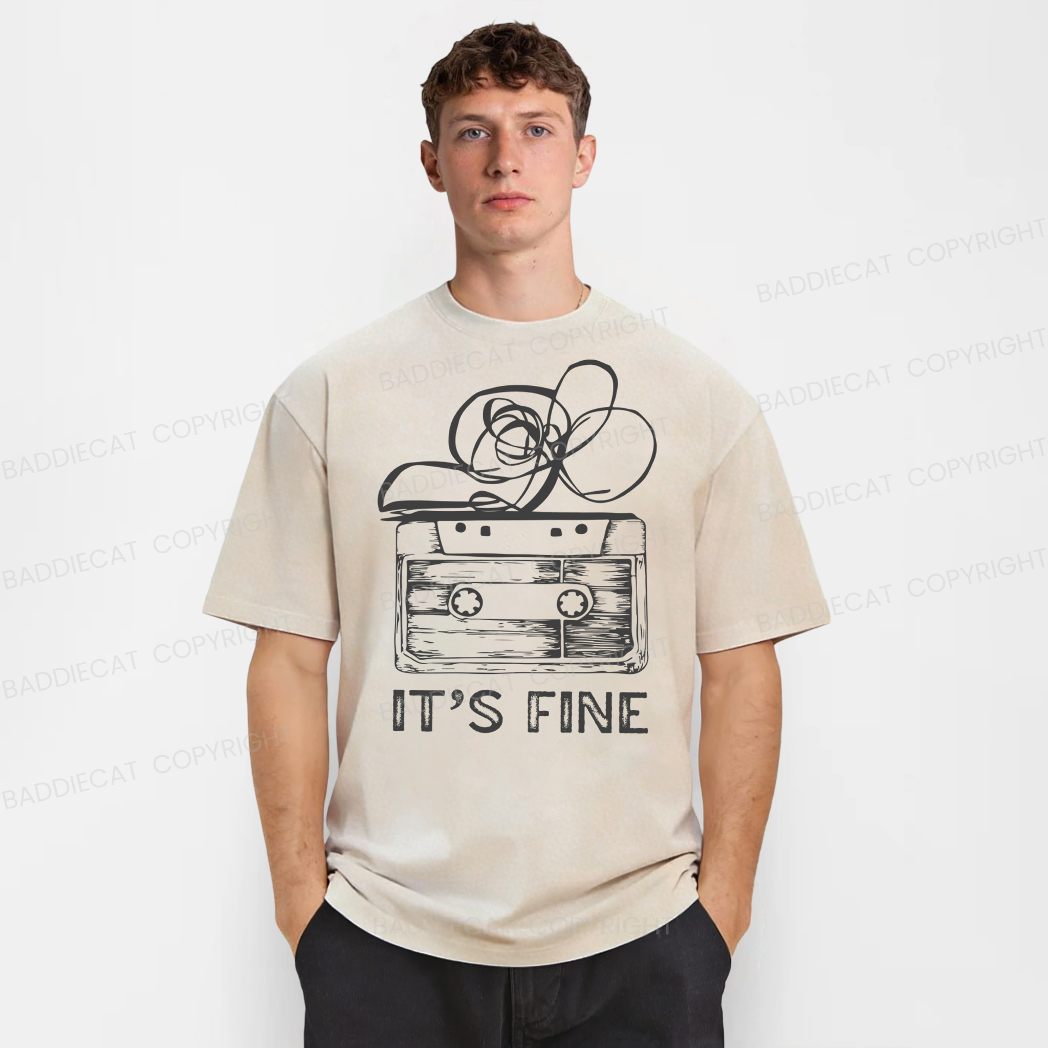 Baddiecat Cassette Tape It’s Fine Washed T-shirt