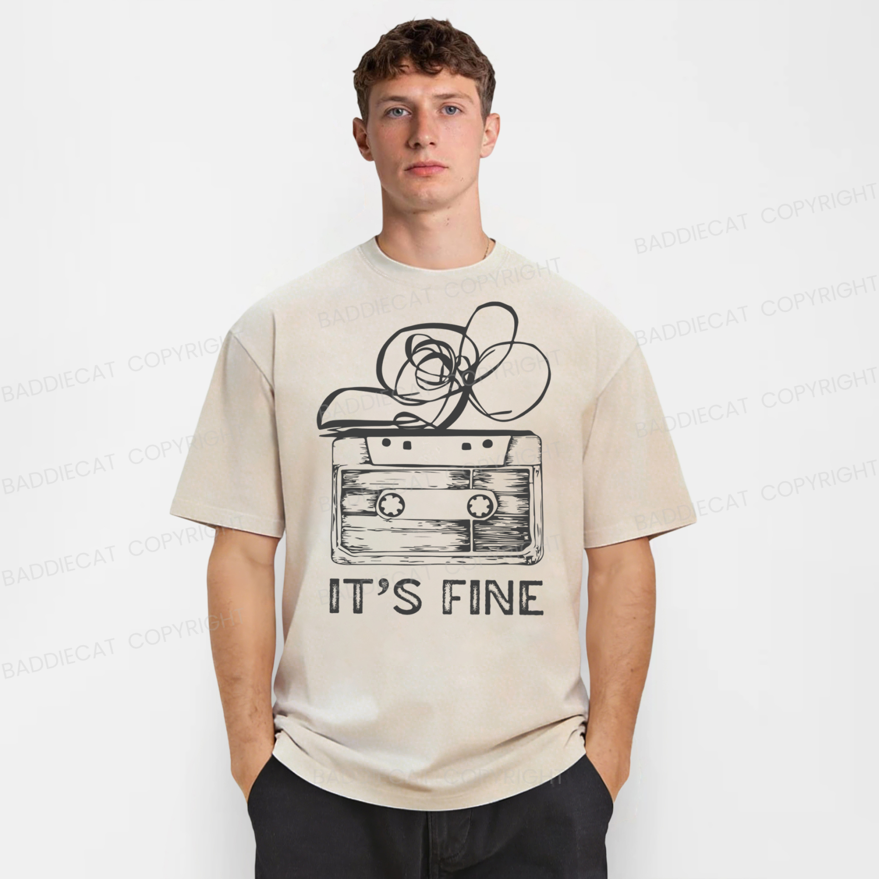 Baddiecat Cassette Tape It’s Fine Washed T-shirt