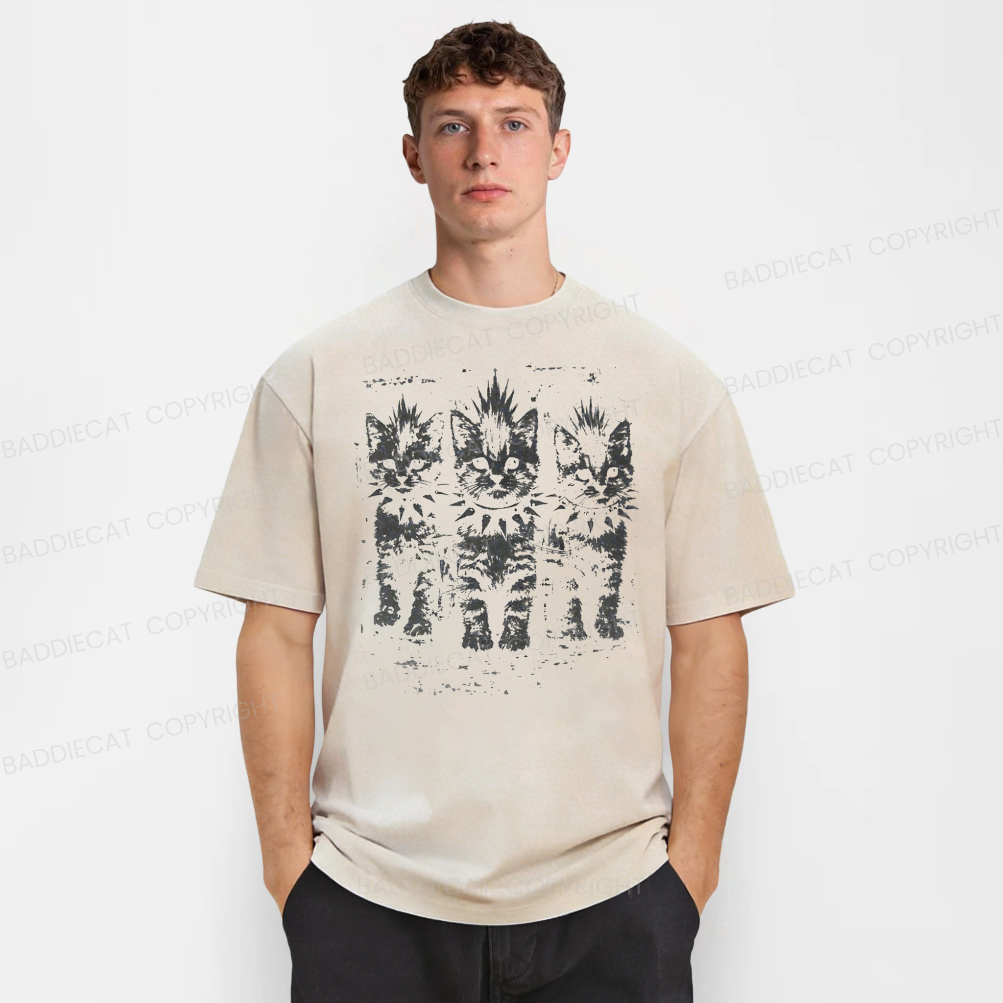Baddiecat Punk Kittens Washed T-shirt