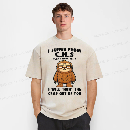 Baddiecat Sloth Hearing Loss Humor Washed T-shirt