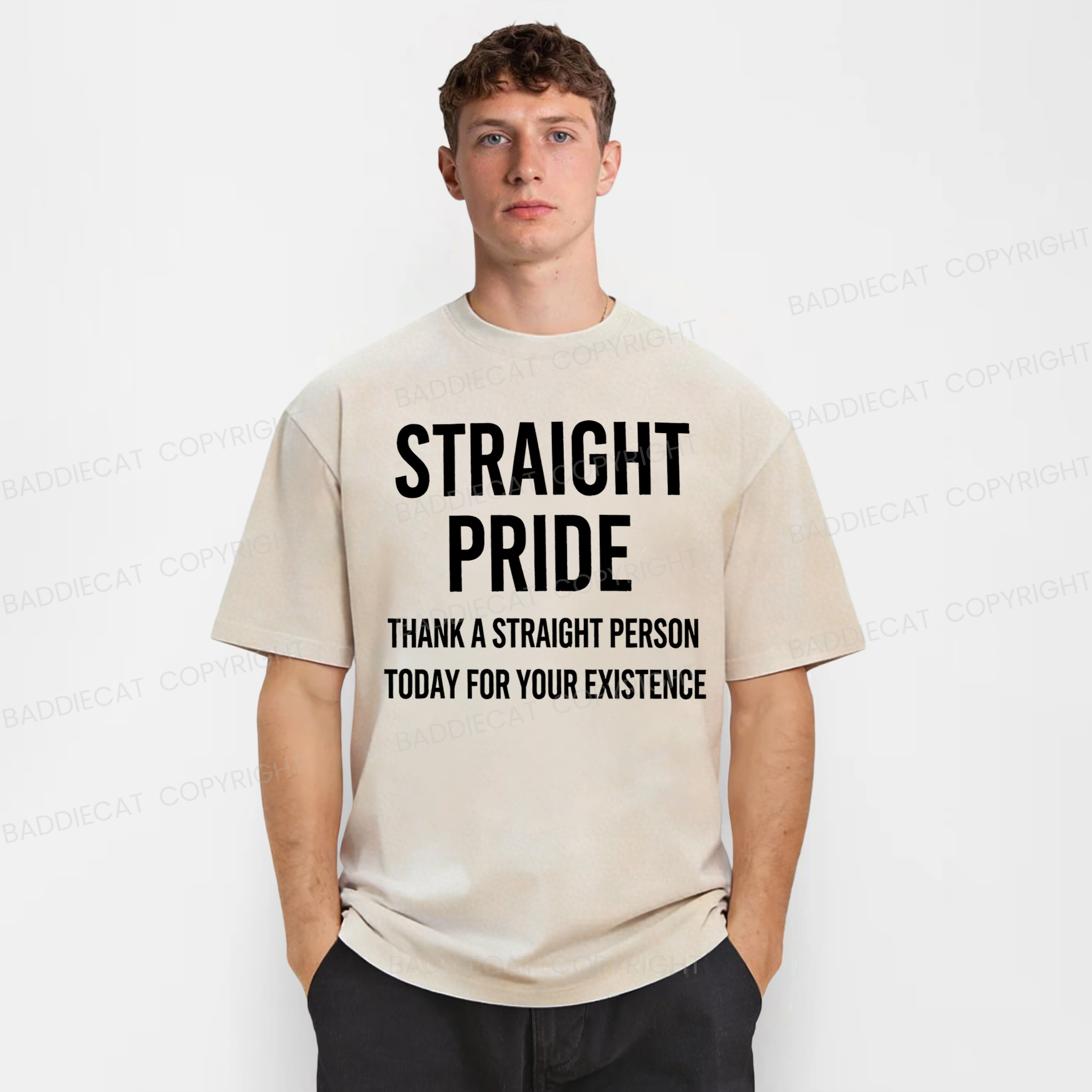 Baddiecat Straight Pride Washed T-shirt