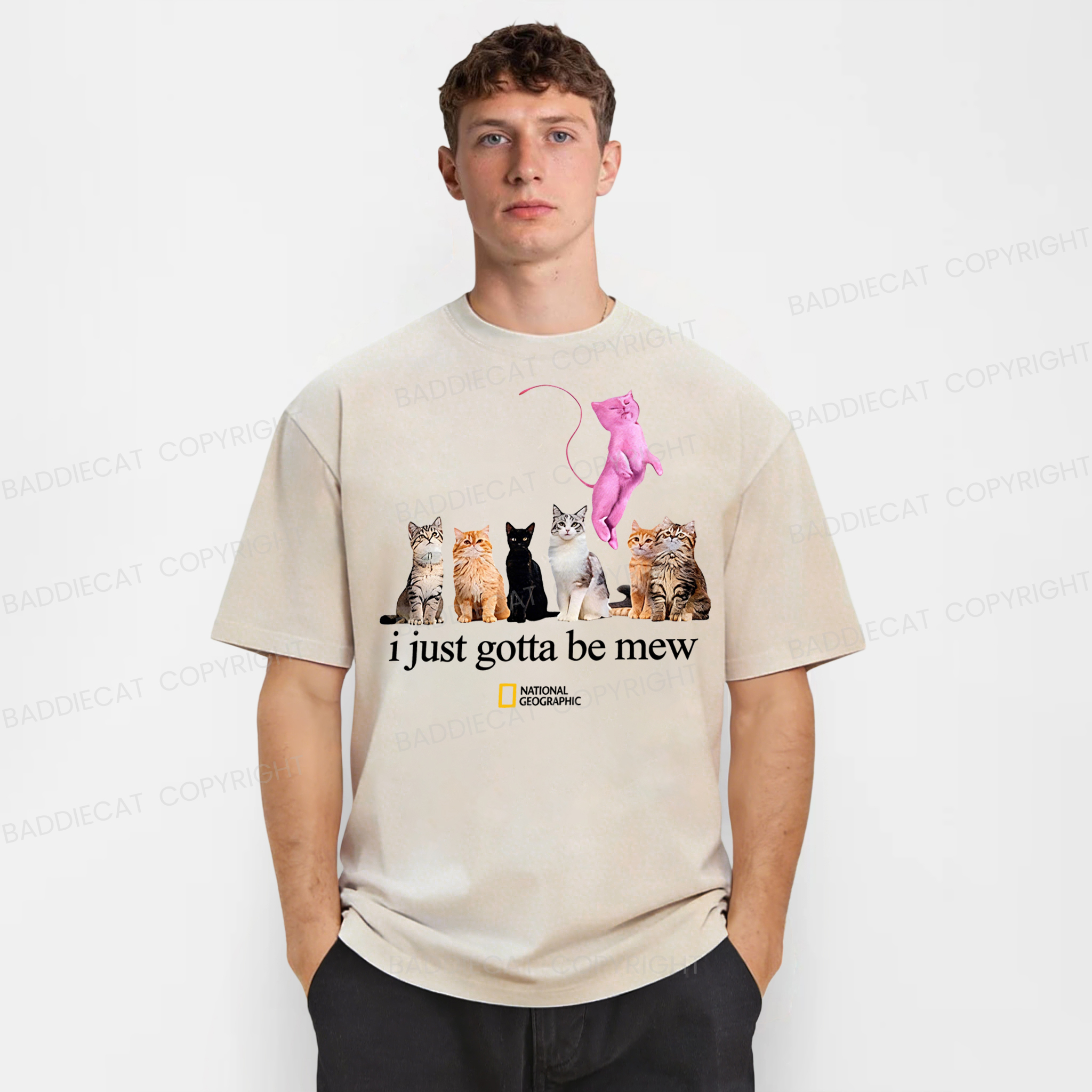 Baddiecat I Just Gotta Be Mew Cat Meme Washed T-shirt