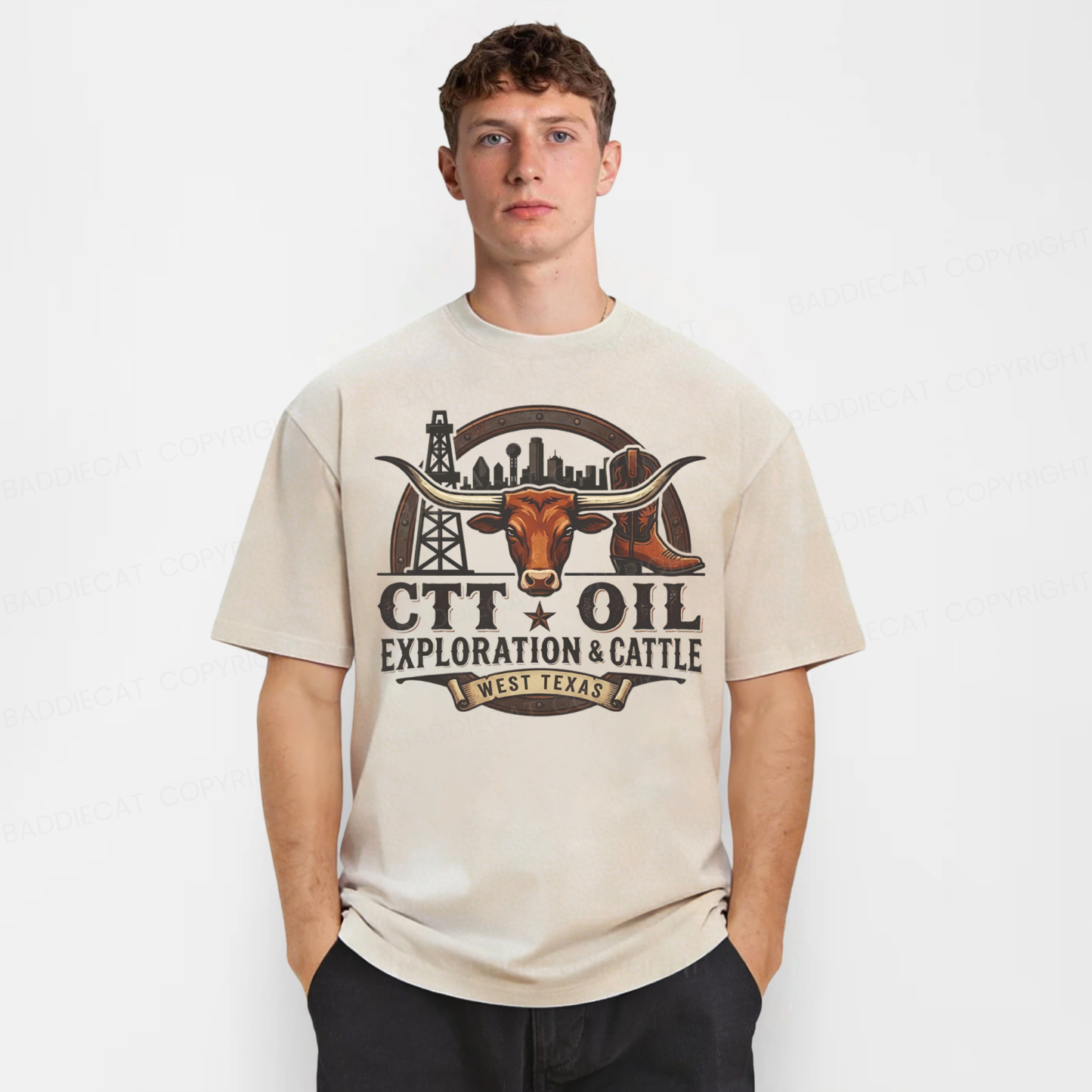 Baddiecat CTT Oil Exploration & Cattle Washed T-shirt