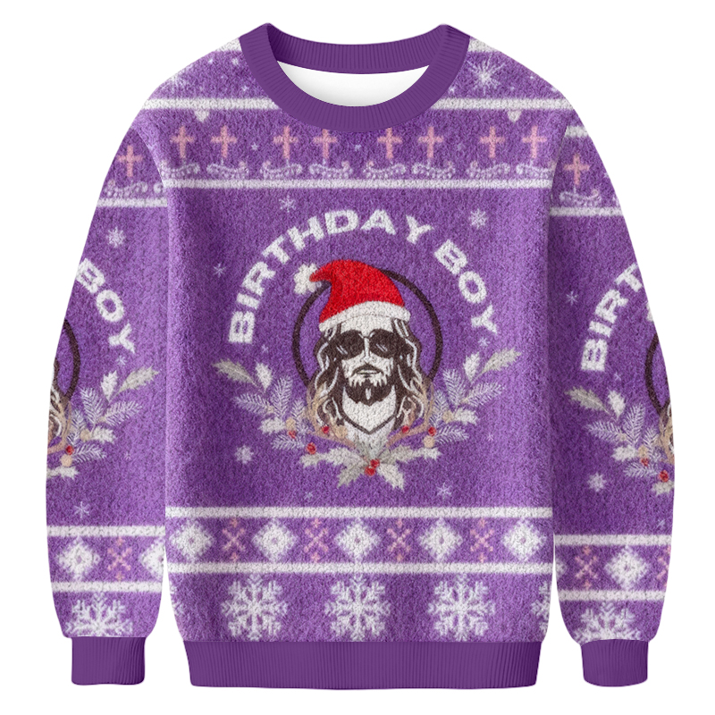 Baddiecat Birthday Boy Christmas Ugly Sweatshirt