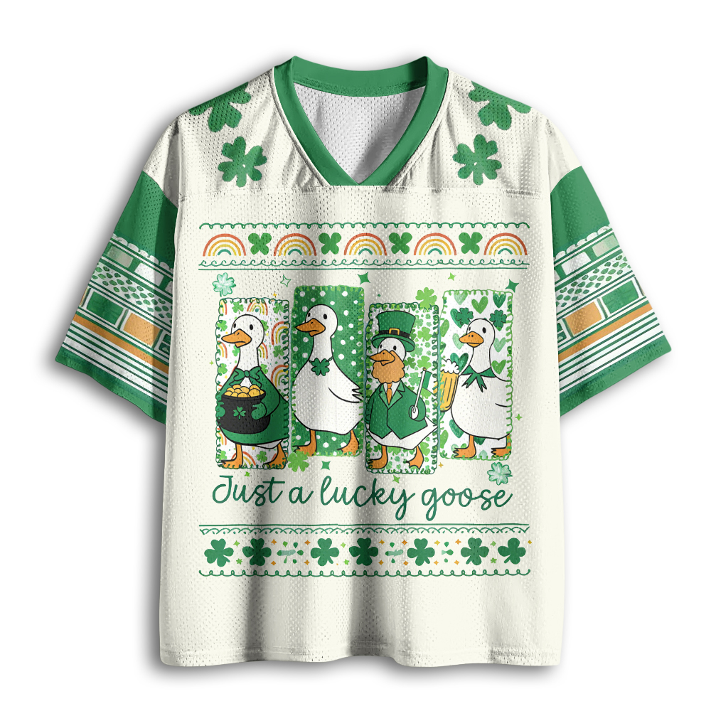 Baddiecat Just A Lucky Goose St Patrick's Day Mesh Jersey