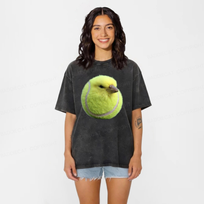 Baddiecat Silly Bird Meme Washed T-shirt