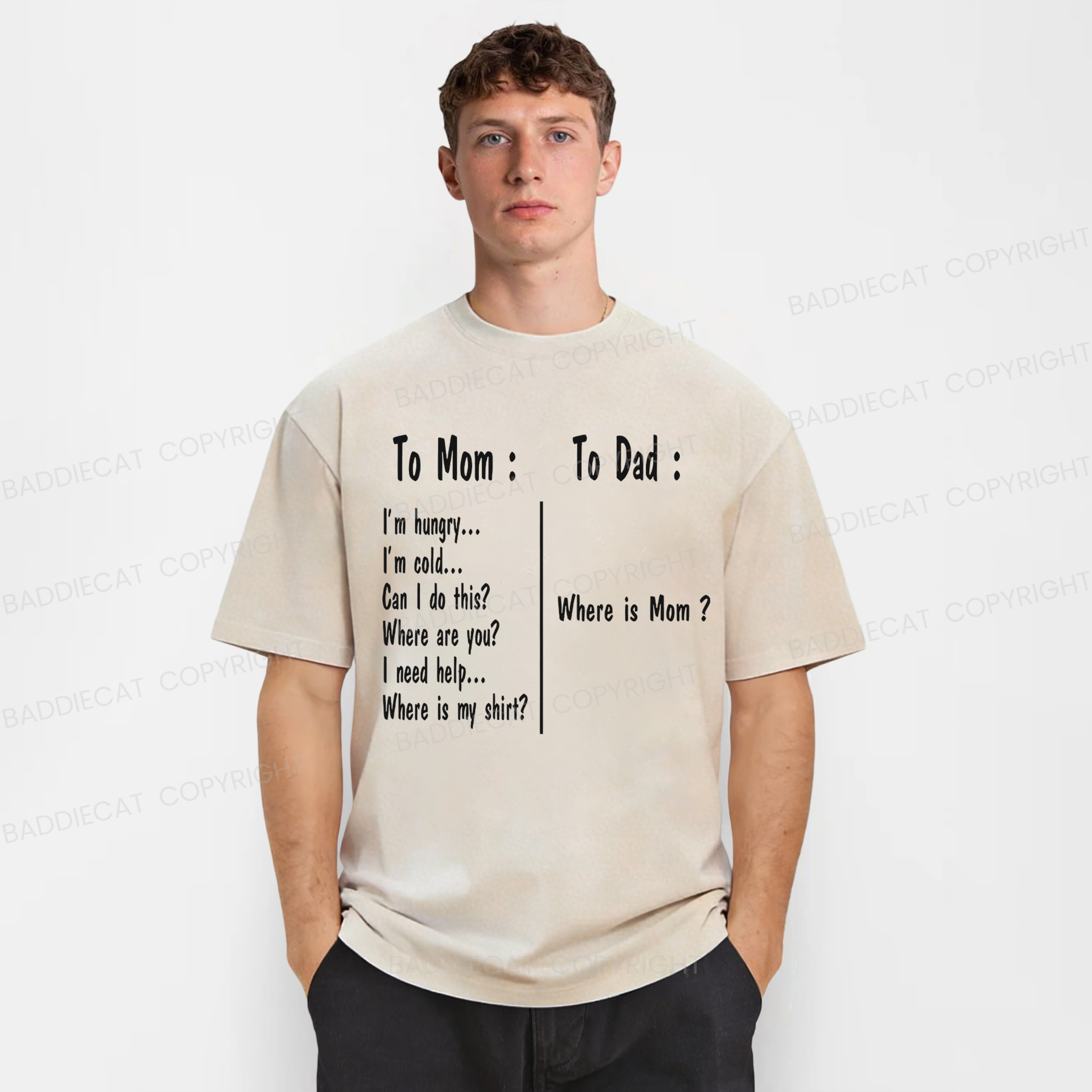 Baddiecat Funny Family Humor Washed T-shirt