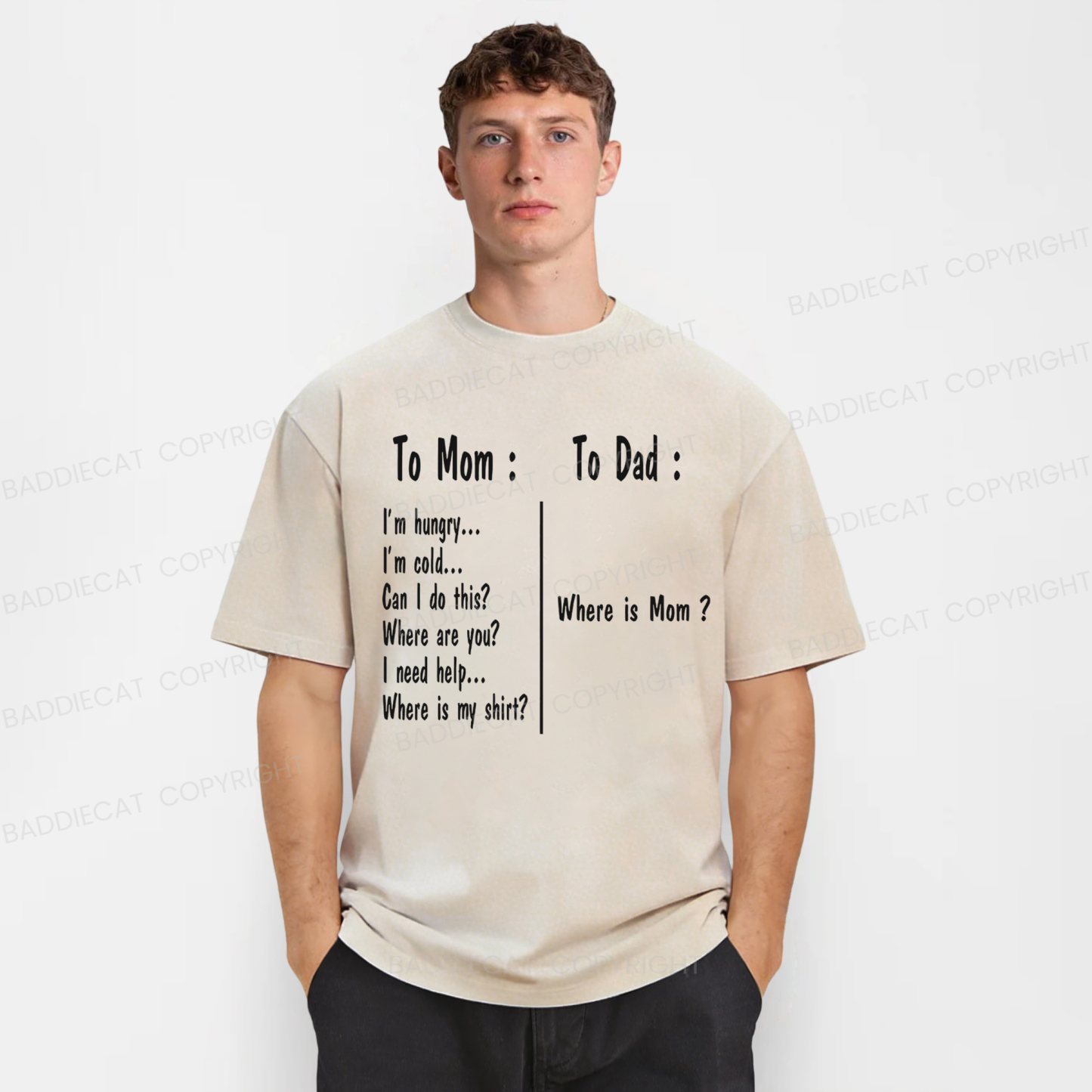 Baddiecat Funny Family Humor Washed T-shirt