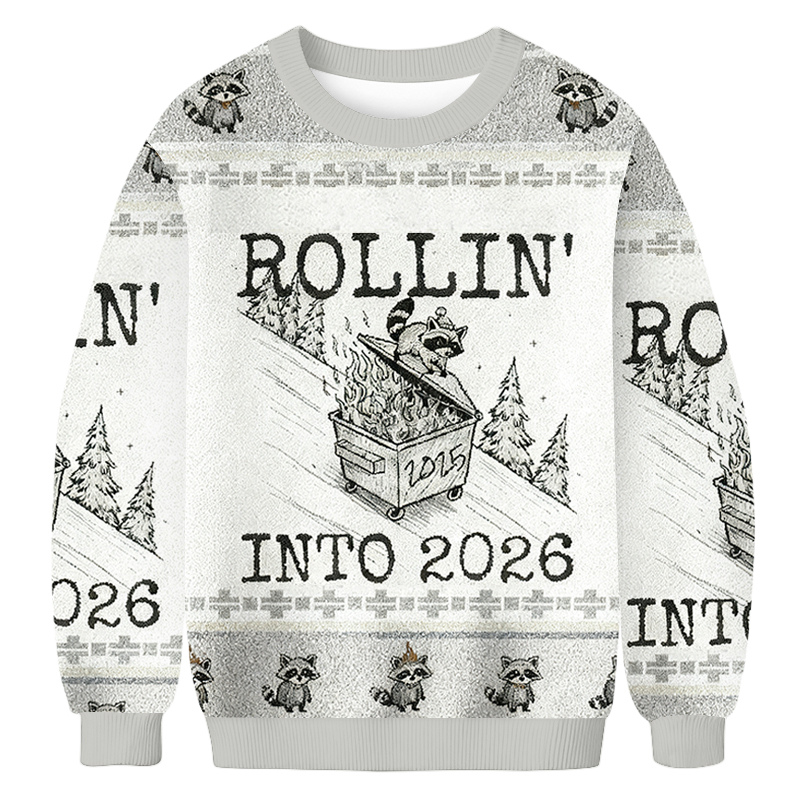 Baddiecat Funny Raccoon Feral Christmas Ugly Sweatshirt