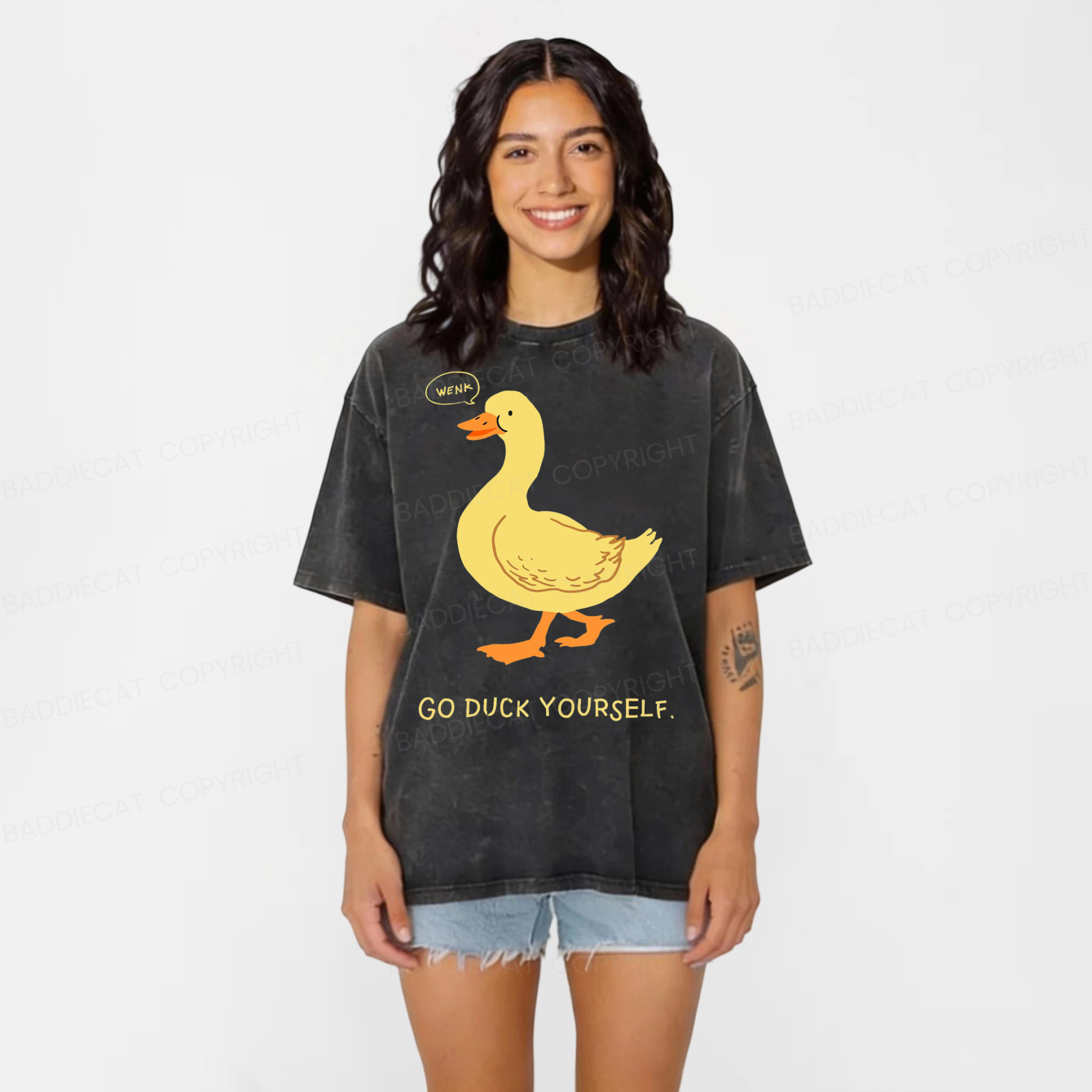 Baddiecat Go Duck Yourself Washed T-shirt