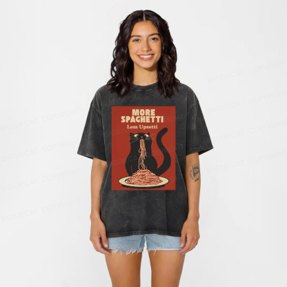 Baddiecat Hungry Cat Spaghetti Washed T-shirt