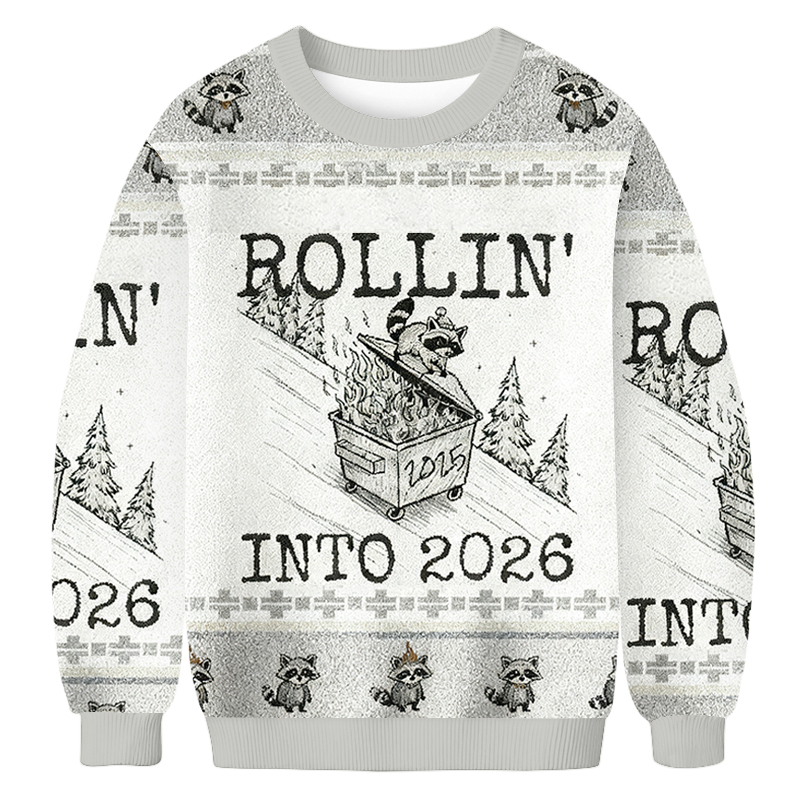 Baddiecat Funny Raccoon Feral Christmas Ugly Sweatshirt