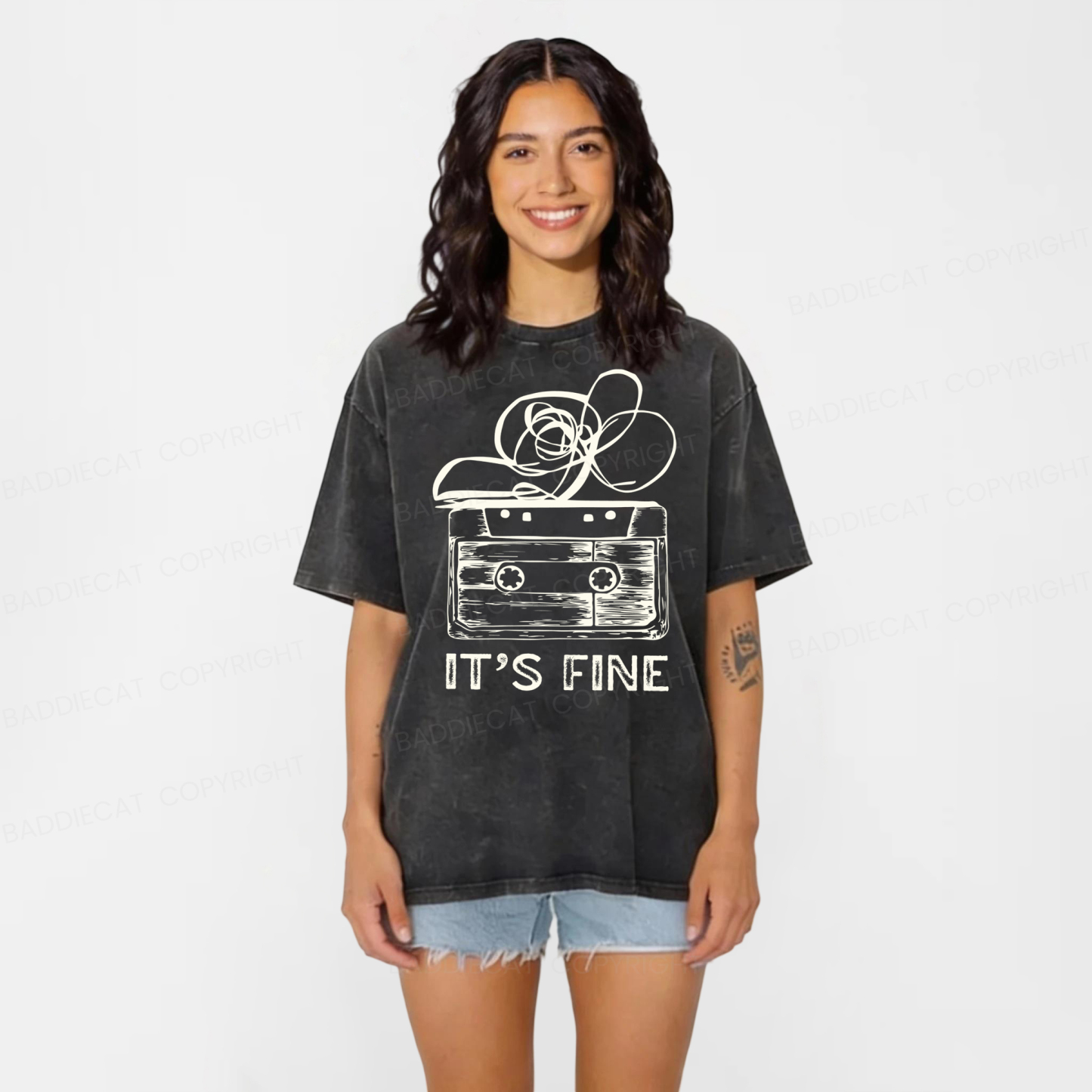 Baddiecat Cassette Tape It’s Fine Washed T-shirt