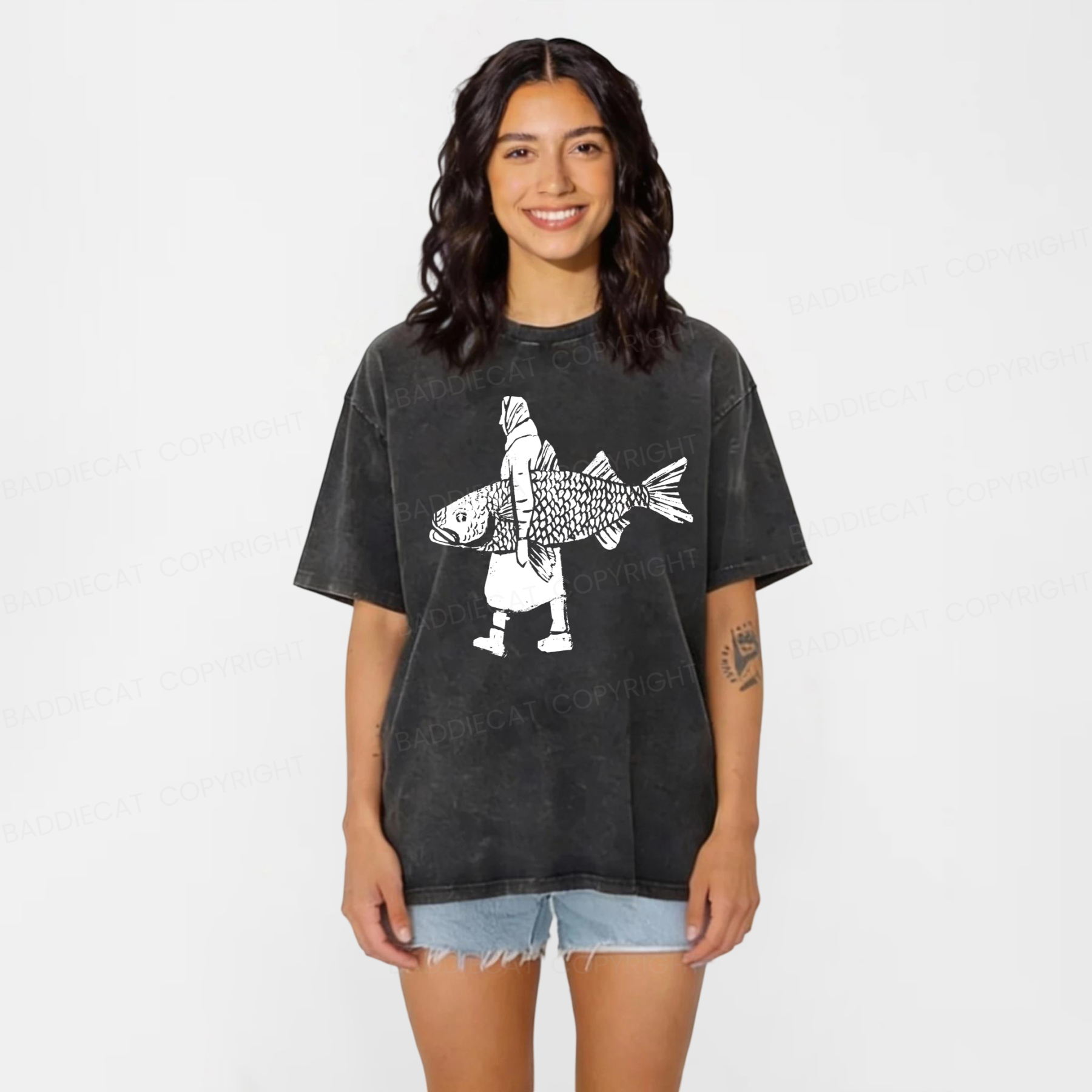 Baddiecat Big Fish Washed T-shirt