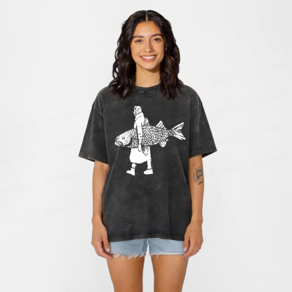 Baddiecat Big Fish Washed T-shirt